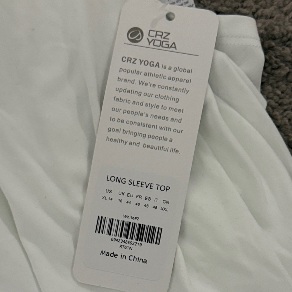 CRZ YOGA Women's Long Sleeve White Tee - Picture 7 of 7